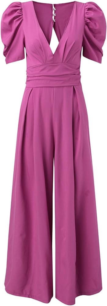 Women Casual Open Back Off Shoulder Jumpsuit B-57109 Women Casual Open Back Off Shoulder Jumpsuit B-57109
