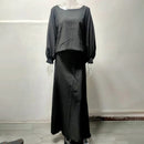 Women's Elegant Long-Sleeve Top and High-Waisted Skirt Set -B-46389 - TUZZUT Qatar Online Shopping