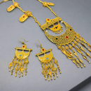 Womens Gold Color Long Length Necklace And Earrings S4498765 - TUZZUT Qatar Online Shopping