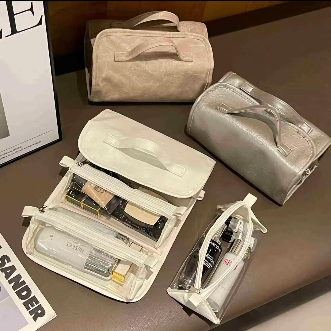 4 In 1 Foldable Detachable Travel Makeup Bag Brown 80848 4 In 1 Foldable Detachable Travel Makeup Bag Brown 80848