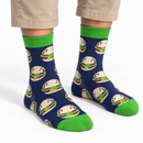 1Pair Men Navy Burger-Pattern Crew Socks S3359396