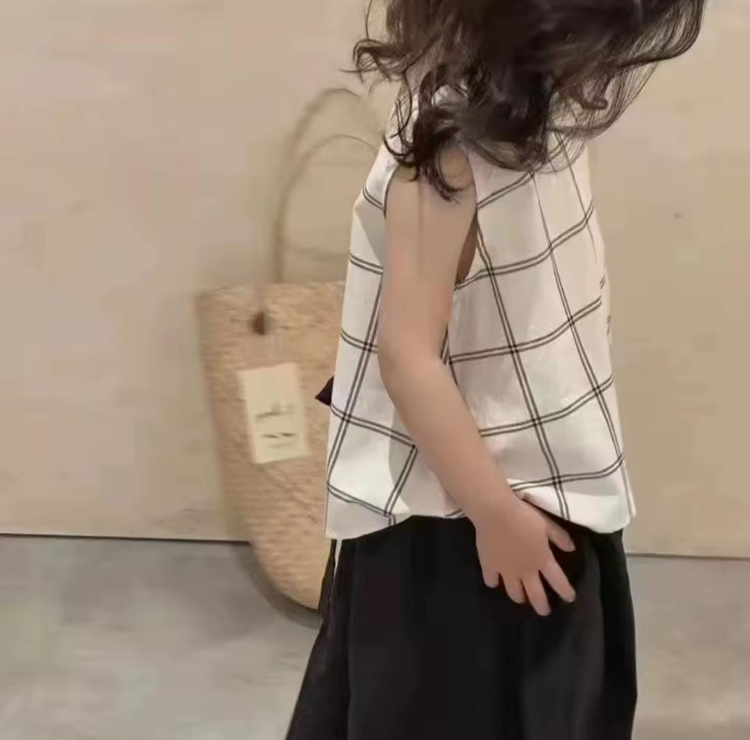 Kid's Plaid Top and Wide Leg Pants Set SK23945 Kid's Plaid Top and Wide Leg Pants Set SK23945