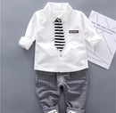 Baby Long Sleeve Tie Shirt +Pants 2Pcs Outfits Suit   1381298 - TUZZUT Qatar Online Shopping