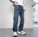 Men's Denim Floral Loose Straight Leg Long Pants   S5044116 - TUZZUT Qatar Online Shopping