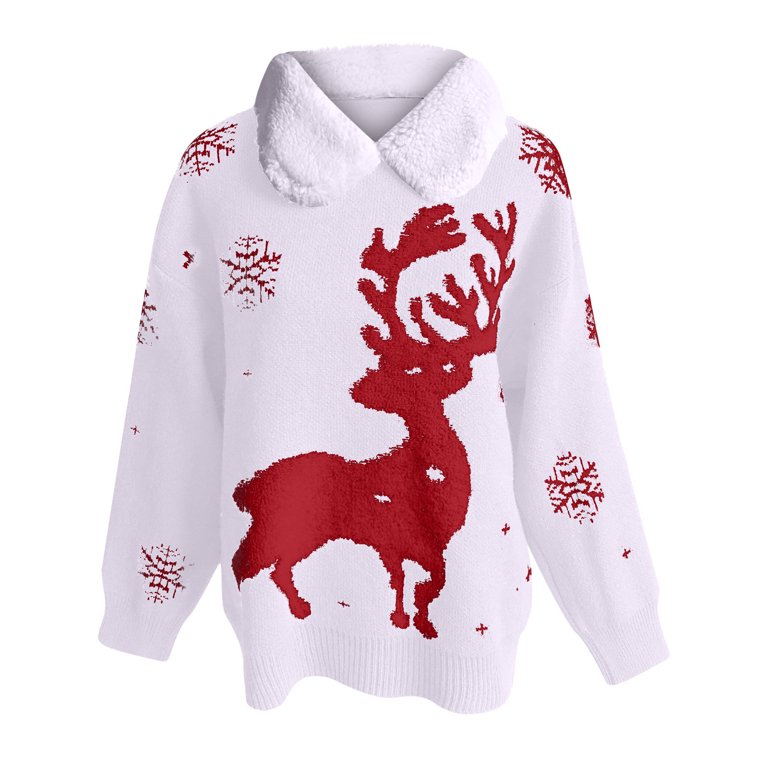Women's Elegant Reindeer Pullover Knitted Jumper 58758 Women's Elegant Reindeer Pullover Knitted Jumper 58758