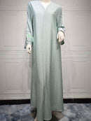 Women's Long Sleeve Floral Appliques/Patches/Velcro Abaya 471368 -  S - TUZZUT Qatar Online Shopping