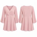 Blush Pink Wrap V-Neck Long-Sleeve Dress MC-A34