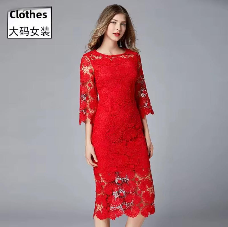 Women Long Lace Summer Sexy Hollow Out Party Dress    S5159795 - TUZZUT Qatar Online Shopping