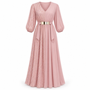 Women’s Dusty Pink Gold-Detail Maxi Dress with Belt X4432850 - XL
