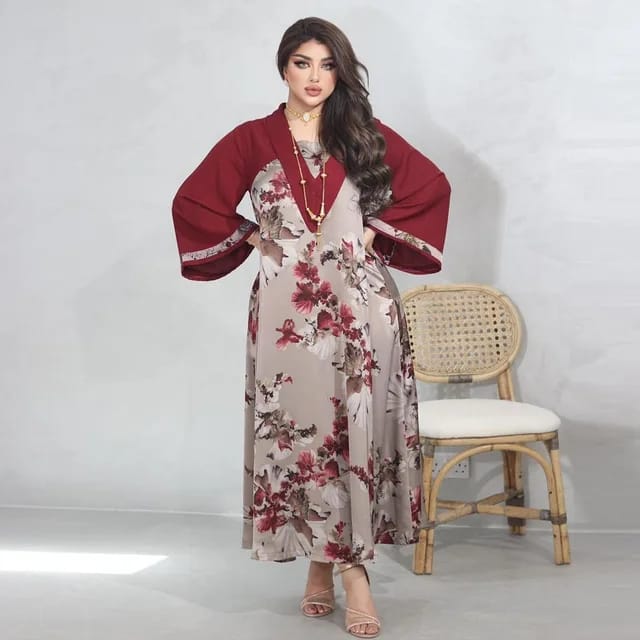 Malaysia Latest Abaya Women Traditional Muslim Clothing High Waist slim Abaya Dress S4628487