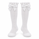 Girls’ White Pointelle Bow Socks SDR4095– Small