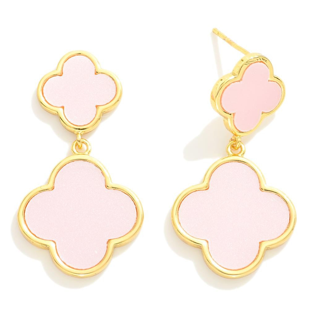 Gold Dipped Linked Clover Drop Earrings ER74