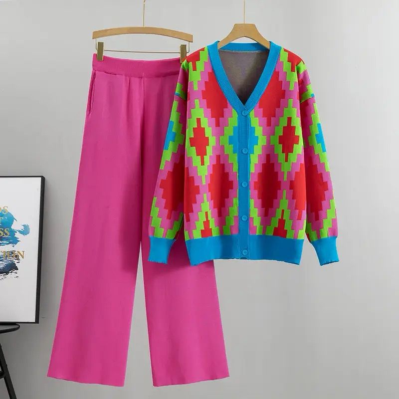 Knitted Women Pajamas Two Piece Set M B-38098 - Tuzzut.com Qatar Online Shopping