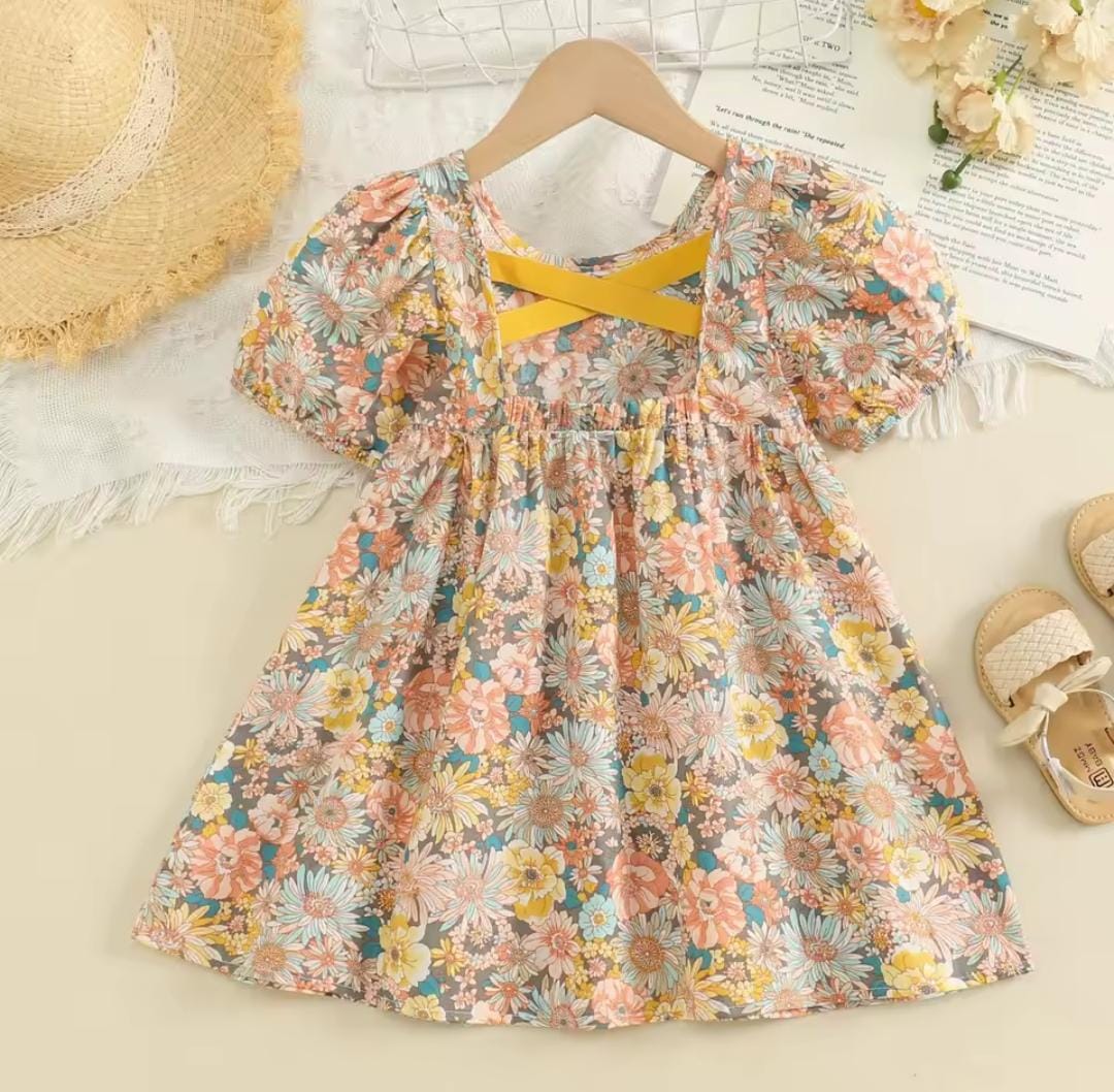 Girls' Summer Irregular Flower Backless Stylish Dress X1921280 Girls' Summer Irregular Flower Backless Stylish Dress X1921280
