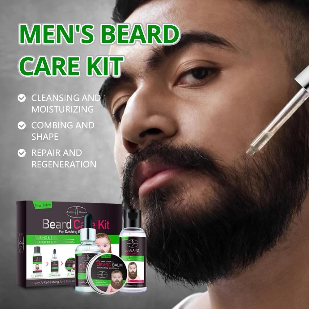 Aichun Beauty Black Beard Grow Oil Set Promotes Growth & Repair Damaged Beard Clean Moisturizing Beard Care Kit for Men Aichun Beauty Black Beard Grow Oil Set Promotes Growth & Repair Damaged Beard Clean Moisturizing Beard Care Kit for Men