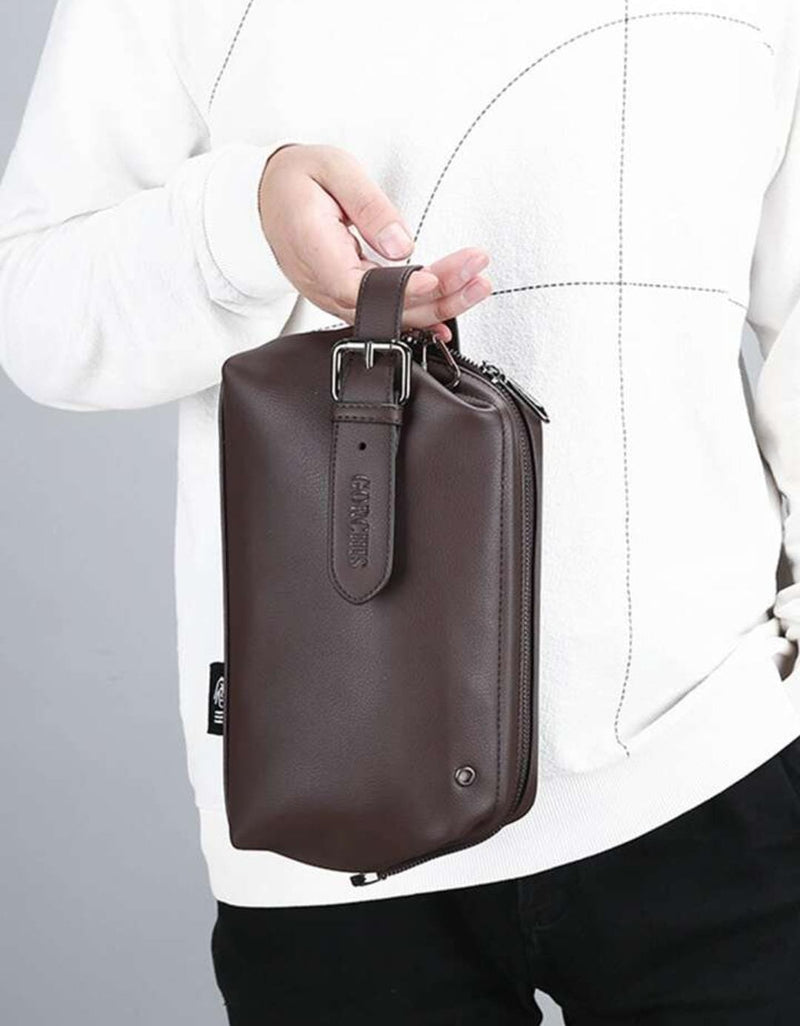 Washing Toiletry Bag Men's Handbag For Sports Business And Travel Storage Bag, Men Buckle Decor Clutch Bag -  X203423
