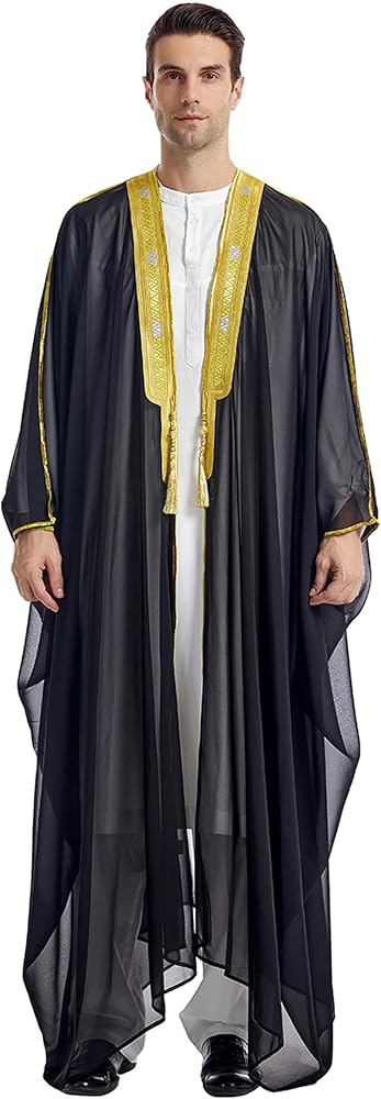 GladThink Muslim Arab Men's Chiffon Outerwear Thobe Thobe Thawb Caftan Dishdasha B300666 GladThink Muslim Arab Men's Chiffon Outerwear Thobe Thobe Thawb Caftan Dishdasha B300666