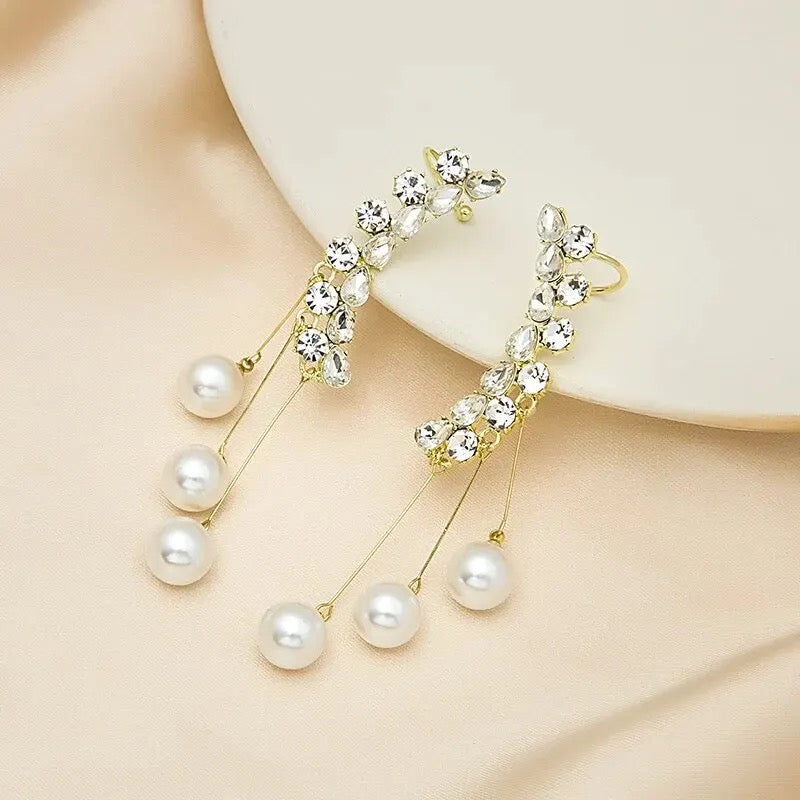 Needle Pearl Tassel Earrings One-piece Women Fashionable Temperament Personalized Earrings - Tuzzut.com Qatar Online Shopping