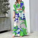 Sleeve V-neck Tropical Floral Crop Top with High Waisted Wide Leg Palazzo Pants Funky Women Matching Sets S457825 - TUZZUT Qatar Online Shopping