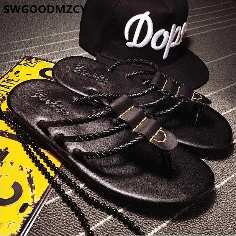 Genuine Leather Slippers Summer Men's Outdoor Beach.  S4687997 - TUZZUT Qatar Online Shopping