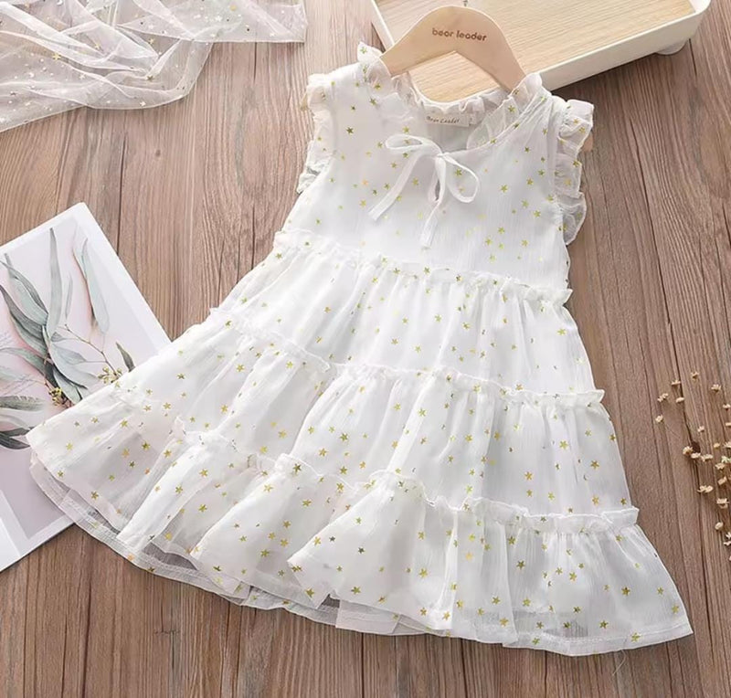 Children Sleeveless Dot Point Star Princess Mesh Dress    843914 - TUZZUT Qatar Online Shopping