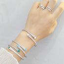 Women Fashion Bracelet & Ring Set Candy color stone Simple Open Cuff Bangle - Tuzzut.com Qatar Online Shopping