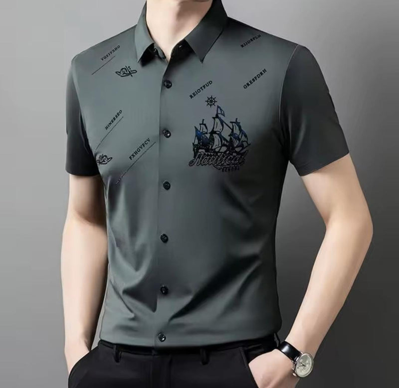 Men's Business Short Sleeves Button Down Shirt    S8319645 - TUZZUT Qatar Online Shopping