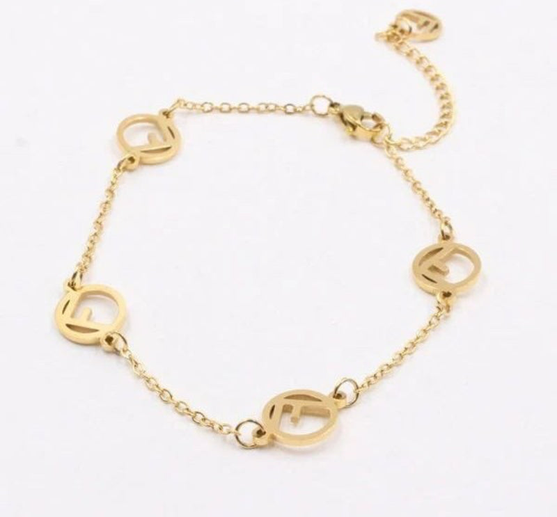 Stainless Steel Bracelets Exquisite Elegant Hollow F Letter Charm Chain Trendy Bracelet For Women X4493220 - TUZZUT Qatar Online Shopping