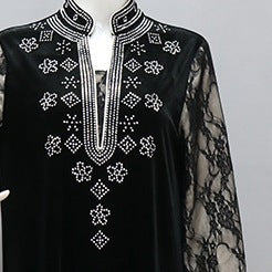 Women's Long Sleeve Solid Color Rhinestones/Gems/Crystals Jalabiya S 527936