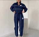 Long Sleeve Letter Sweatshirt Drawstring Long Pants Set B-382411 - TUZZUT Qatar Online Shopping