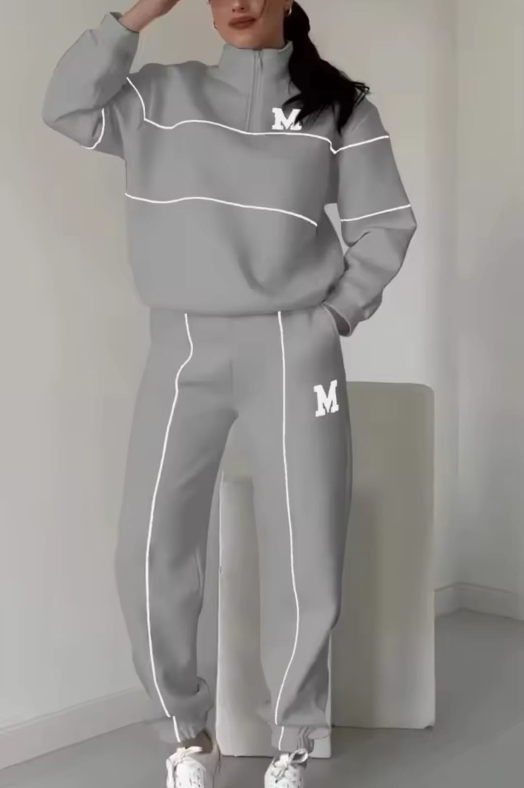 Long Sleeve Letter Sweatshirt Drawstring Long Pants Set B-382411 Long Sleeve Letter Sweatshirt Drawstring Long Pants Set B-382411