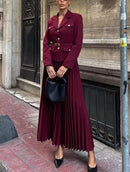 Women Solid Luxury Long Sleeve Maxi Skirt Suit   B-365114 - TUZZUT Qatar Online Shopping