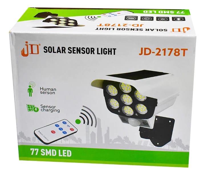 Solar Outdoor Security Movement Sensor Light With Remote - JD-2178T S4180056 Solar Outdoor Security Movement Sensor Light With Remote - JD-2178T S4180056