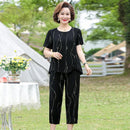 Middle-aged women's 2-piece set short-sleeved T-shirt and harem pants B-114385 - TUZZUT Qatar Online Shopping