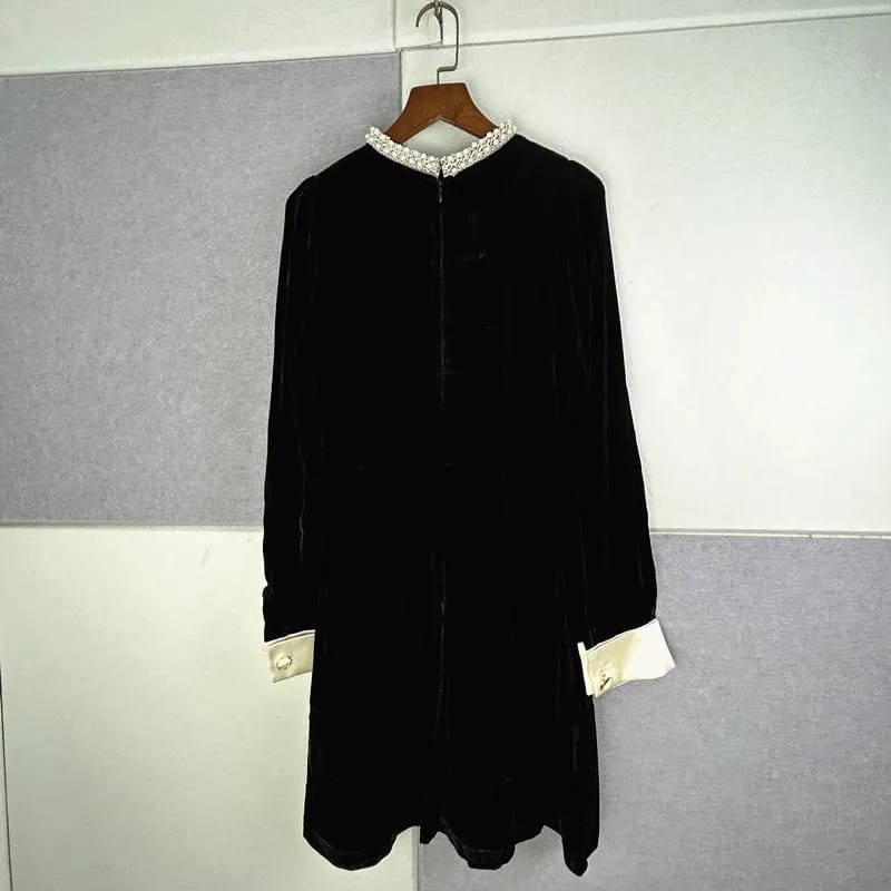 Women Long Sleeve Velvet Black Dress 005938000 Women Long Sleeve Velvet Black Dress 005938000