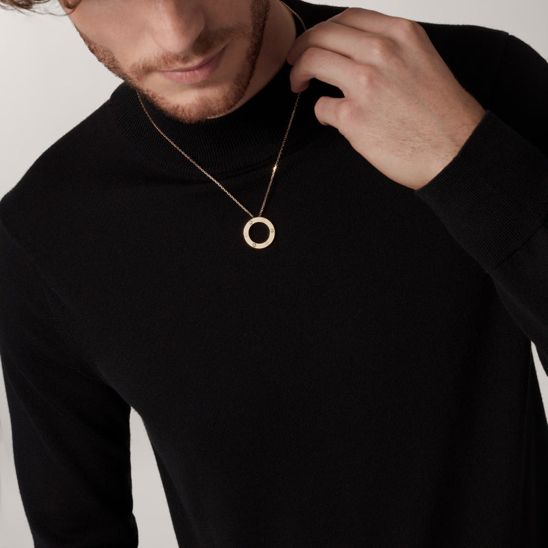 LOVE Pendant 3 Diamonds Yellow Gold Necklace CR107 - TUZZUT Qatar Online Shopping