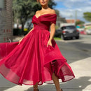 Women Sexy Dress Fashion Sexy Sleeve Dresses Slim Fit Irregular Splicing Solid Color Dress Wedding Guest Dresses For Women S4499011 - Tuzzut.com Qatar Online Shopping