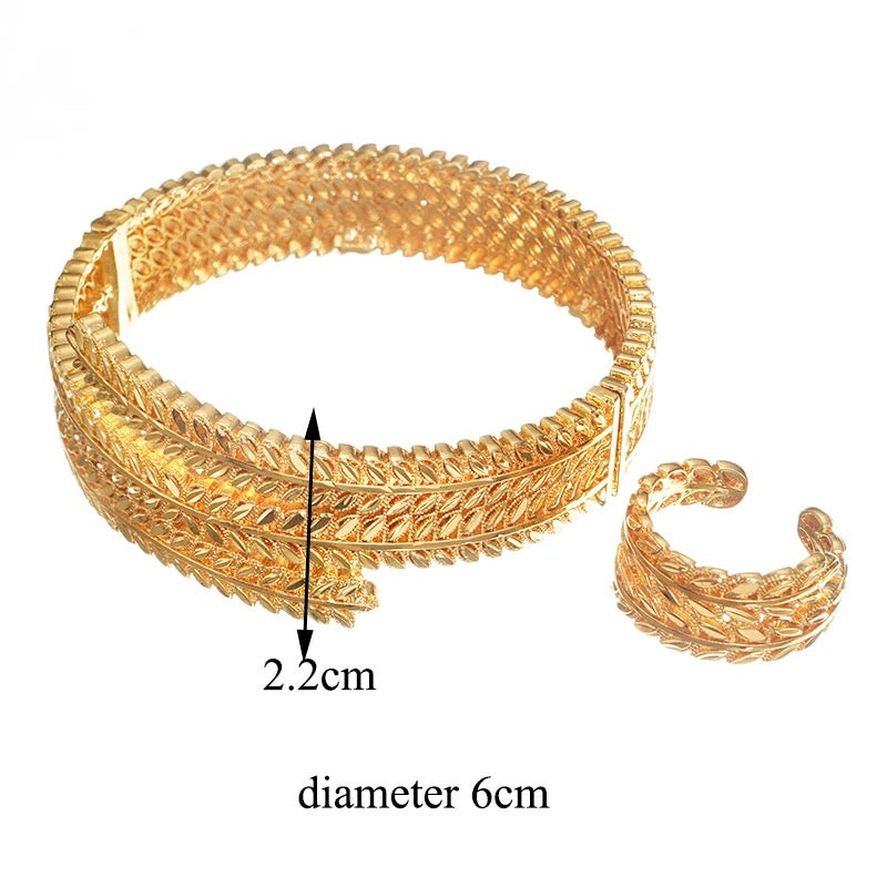 Gold Plated Copper Wheat Ears Cuff Bangles for Women S4455237 - TUZZUT Qatar Online Shopping