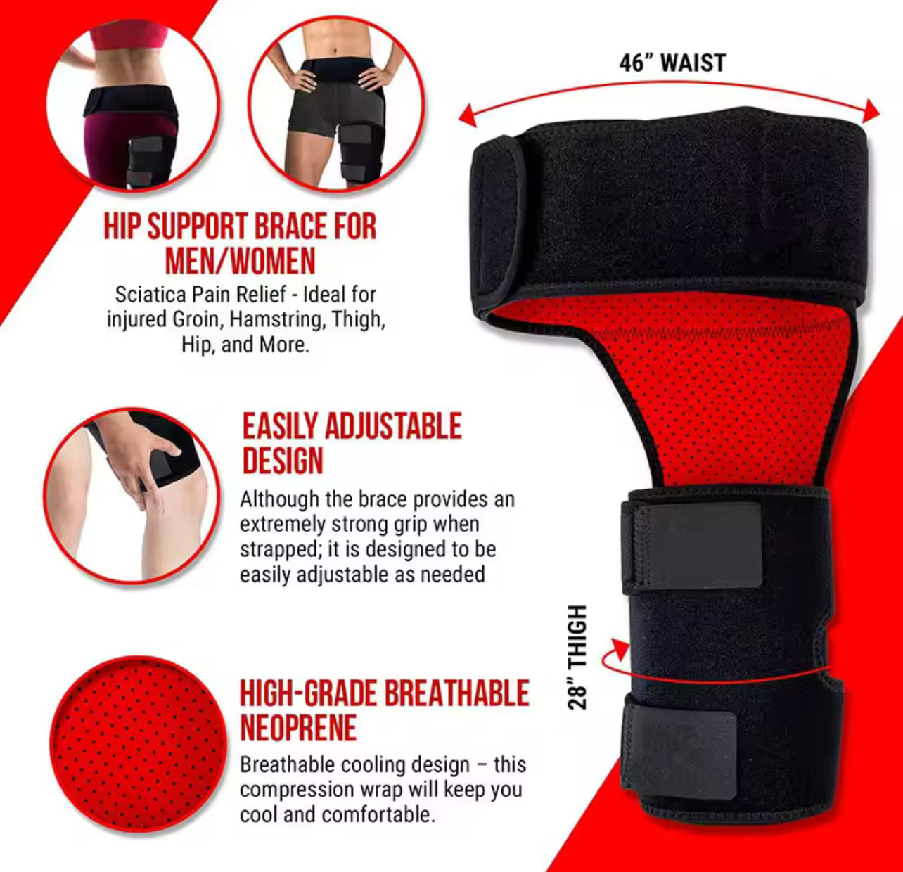 Hip Thigh Support Brace Groin Compression Wrap 53704 Hip Thigh Support Brace Groin Compression Wrap 53704
