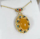 Amber Beeswax Oval Egg Pendant Necklace 37940 - TUZZUT Qatar Online Shopping