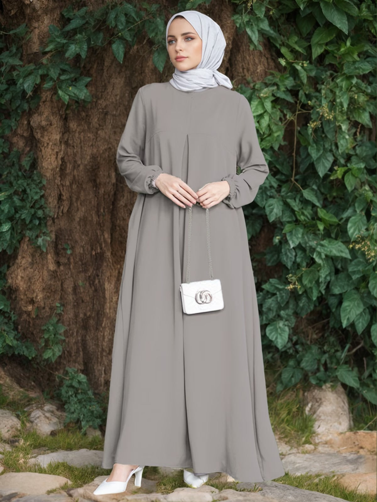 Women's Long Sleeve Solid Color Jalabiya 458780 Women's Long Sleeve Solid Color Jalabiya 458780
