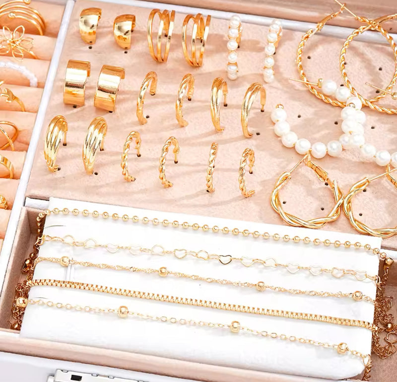 Elegant Boho Metal Earrings Ring Necklace Bracelet Jewelry Set 536302 - TUZZUT Qatar Online Shopping