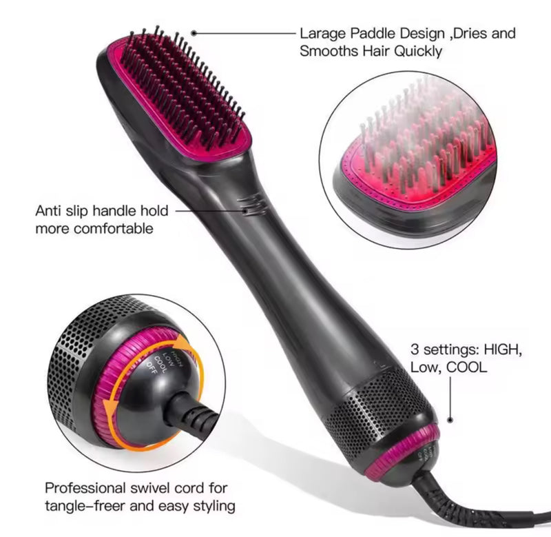 Three in One Electric Hair Comb, Fast Curling Iron, Hair Dryer, Straightener with Hot Air Function S3976559 - TUZZUT Qatar Online Shopping