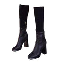 Stretch Knitted High Chunky High Heel Boots for Women HB2332 - TUZZUT Qatar Online Shopping