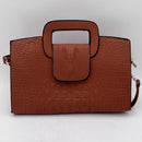 Camel Brown Faux Leather Clutch Shoulder Bag with Dragon Head Detail   S394461 - TUZZUT Qatar Online Shopping