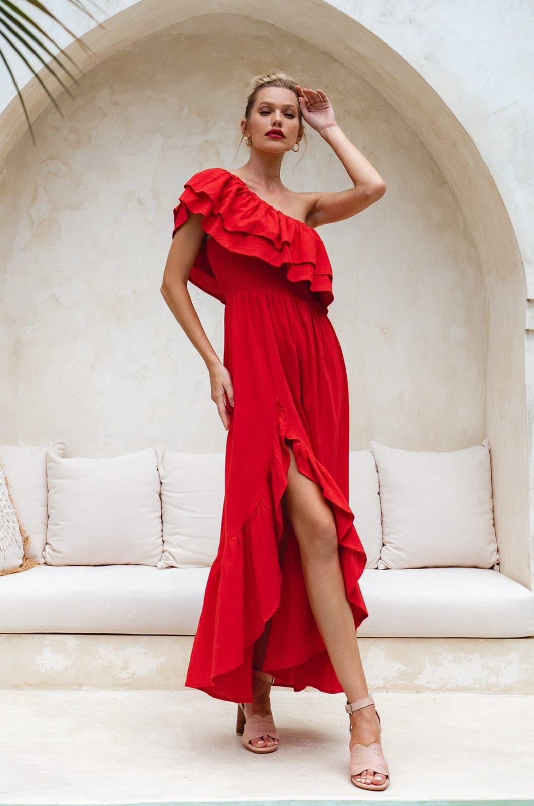 ELLA Ruffled One-Shoulder Dress for Women A0604