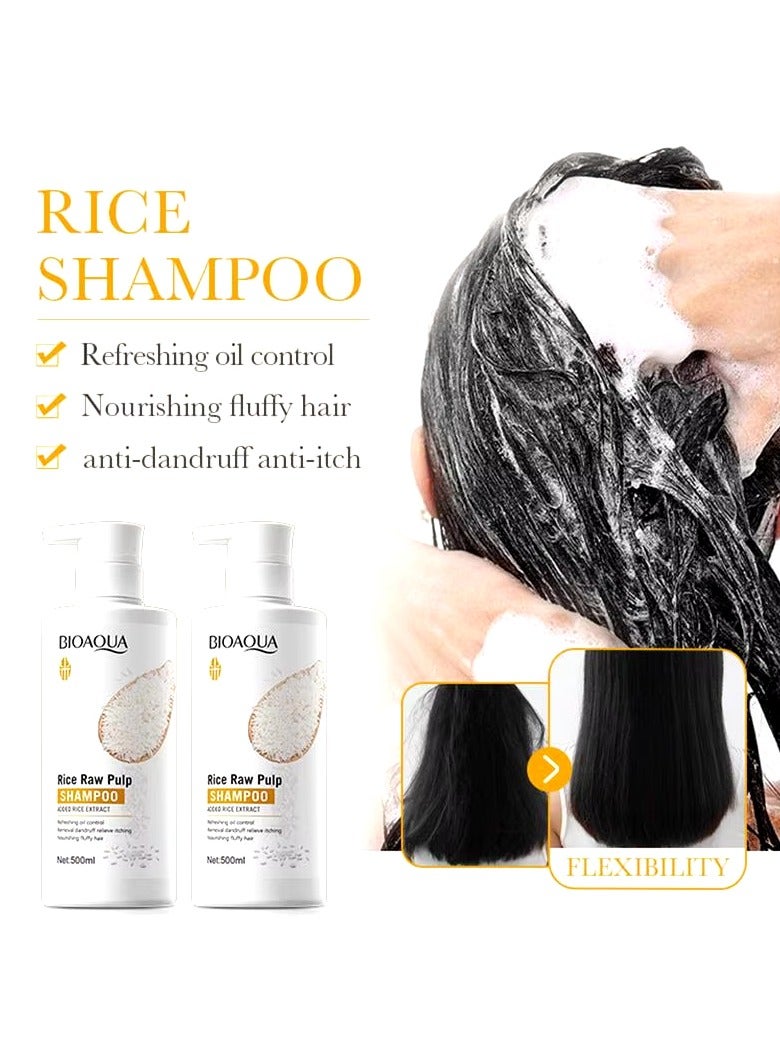 BIOAQUA Rice Puree Shampoo 500ml Removes Grease/Nourishes Hair/Adds Softness BIOAQUA Rice Puree Shampoo 500ml Removes Grease/Nourishes Hair/Adds Softness