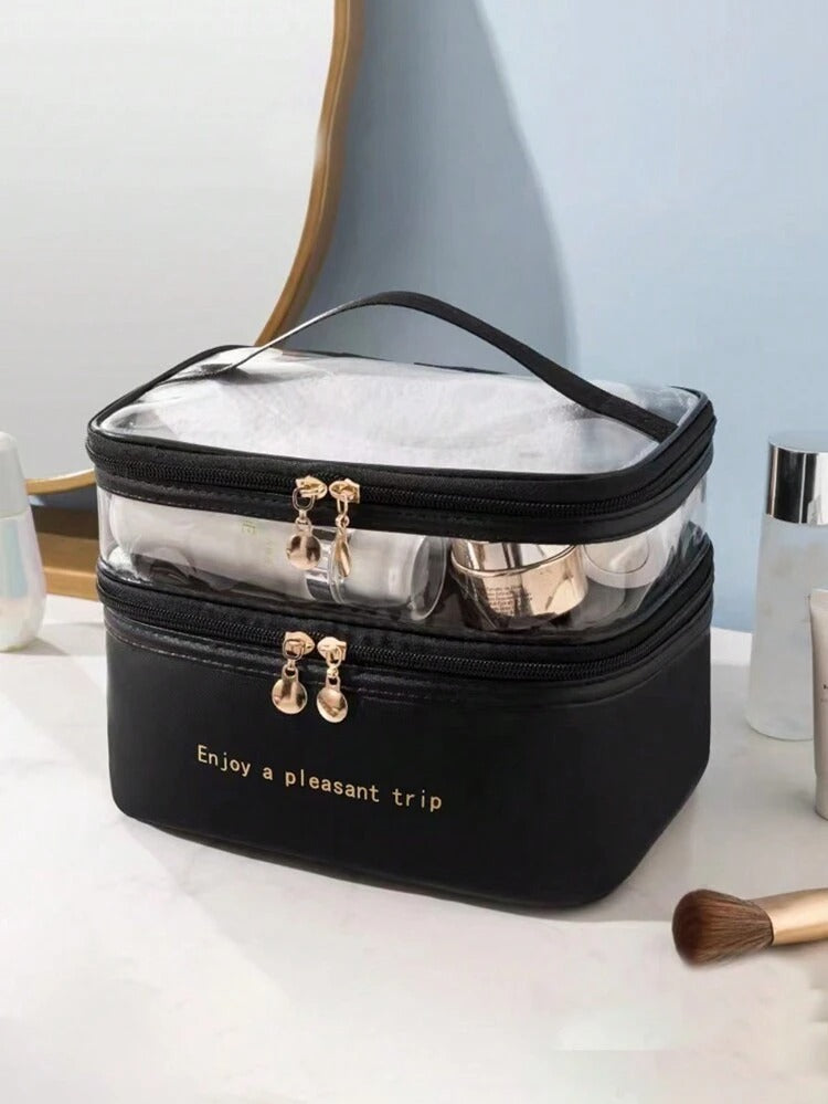 Double Layer Large Capacity Cosmetic Bag DL202 - TUZZUT Qatar Online Shopping