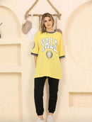 MODAGEN Women's Beige Yale Logo Printed Oversize T-shirt   TB2126 - TUZZUT Qatar Online Shopping