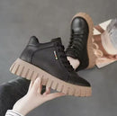 Platform Shoes for Women Boots Leather Lace Up Winter Casual Shoes B106187 (37) - TUZZUT Qatar Online Shopping